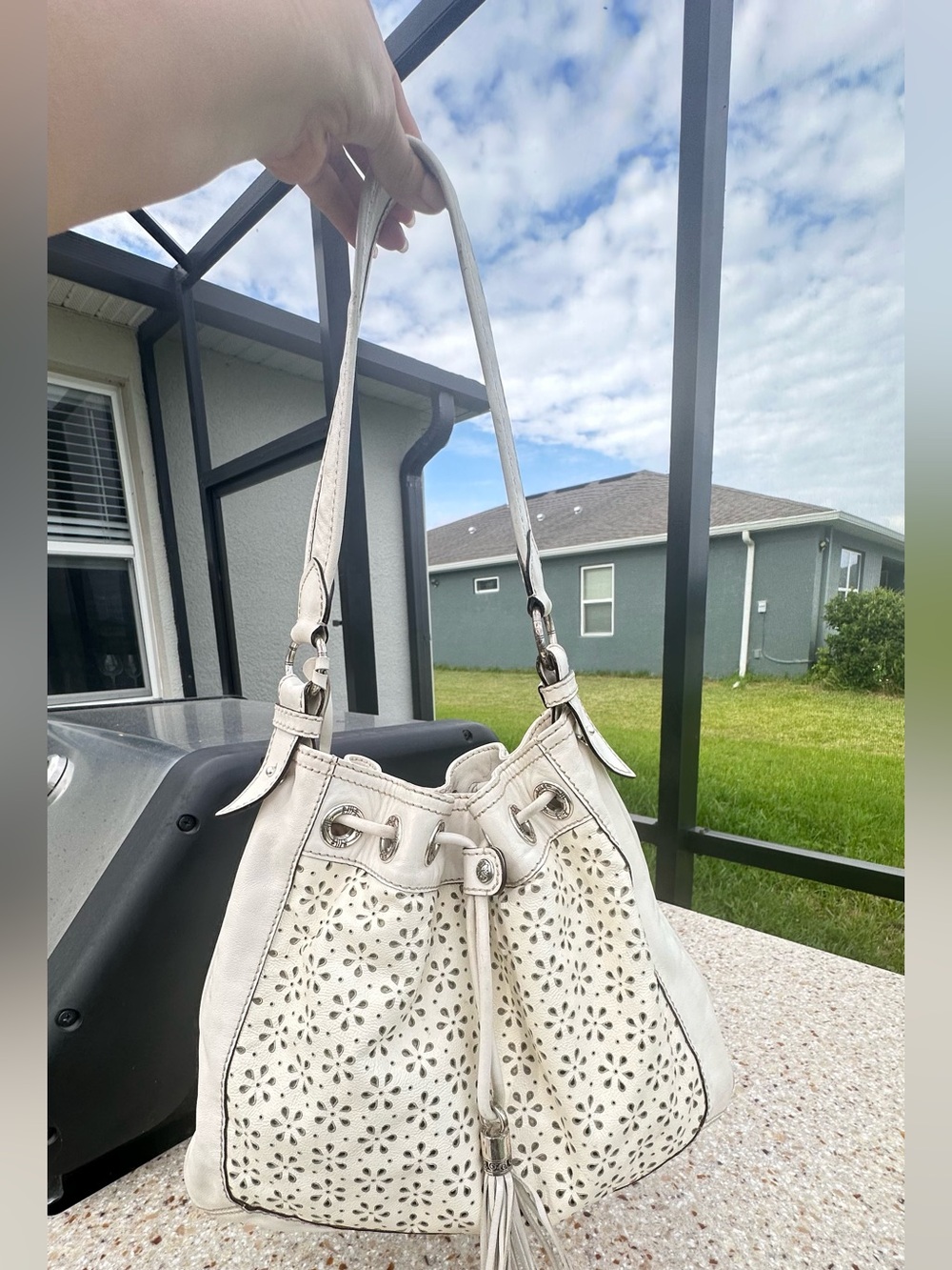 Brighton perforated hobo bag
